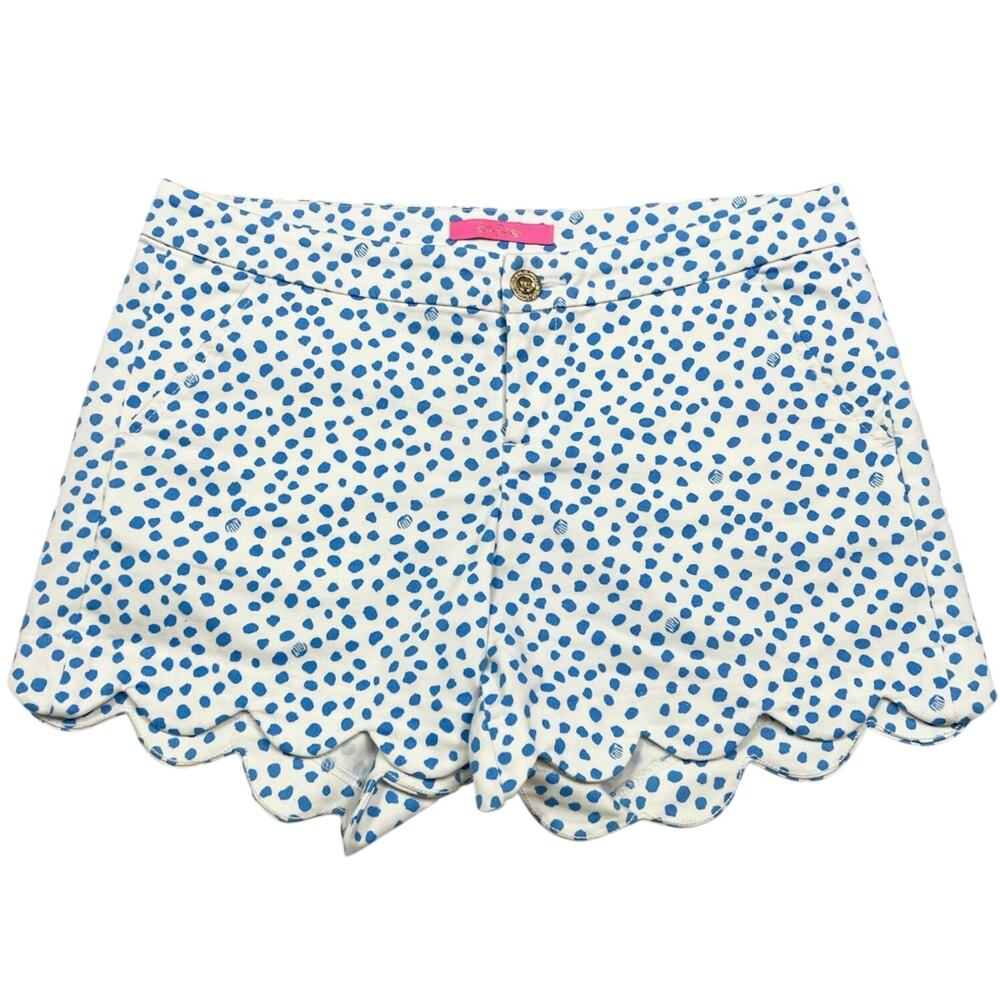Lilly Pulitzer | Buttercup Scalloped Zanzibar Blue Lilly's Dot White Shorts 8